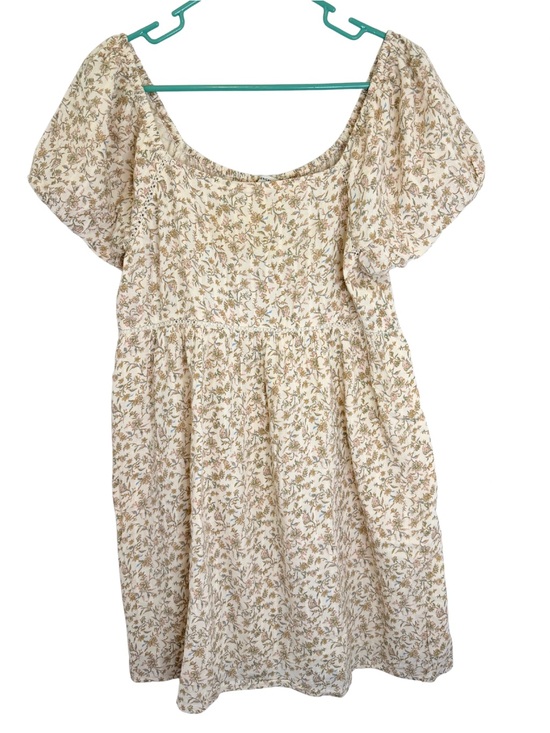American Eagle Outfitters Dresses & Skirts - American Eagle Outfitters Cream Floral Puff Sleeve Mini Dress